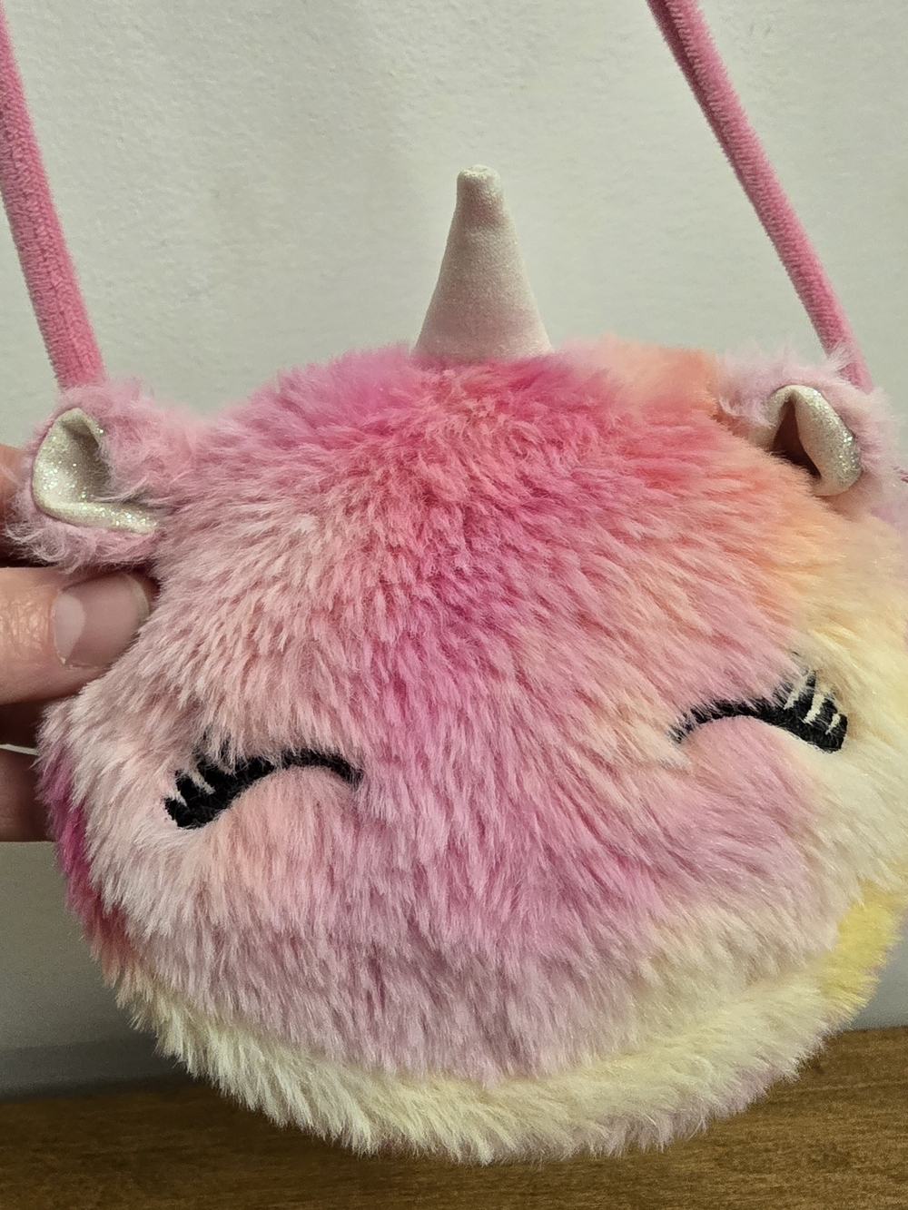 Kids Plush Unicorn Crossbody Bag - Pink Multi